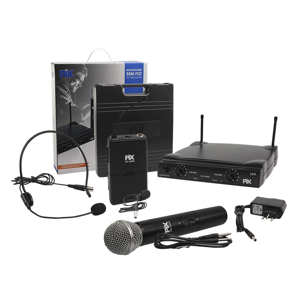 Microfone Alta Qualidade S/ Fio Headset + Bastão Alcança 60M