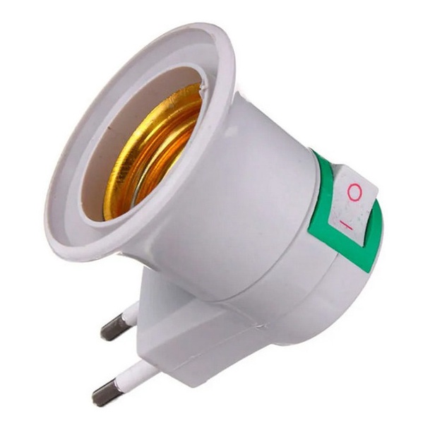 20x Adaptador Tomada Soquete E27 P/ Lampada Bivolt Chave Lig