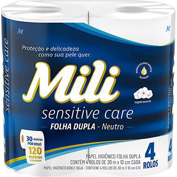 Papel Higiênico Sensitive Care Folha Dupla 4 Rolos 30m X 10cm Mili