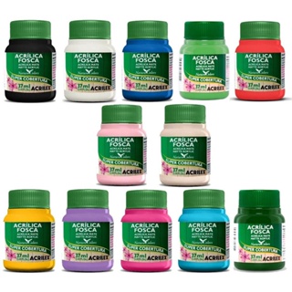 Tinta Acrílica Fosca 37ml - Kit Escolha 12 Cores Pelo Chat - Acrilex em Oferta na Shopee