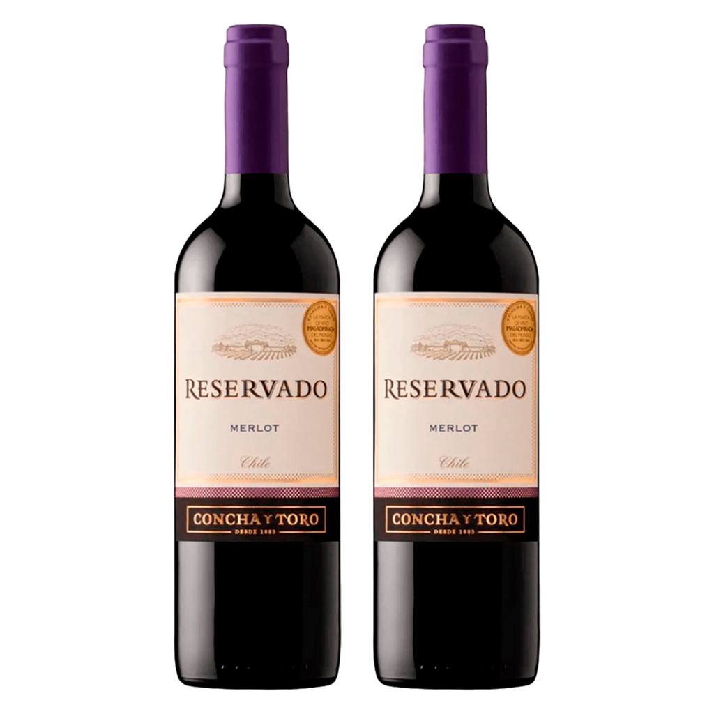 Kit 2 Vinhos Concha Y Toro Reservado Merlot 750ML em Oferta na Shopee