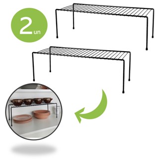 Kit 2 Organizador Armario Cozinha Prateleira Aço 51cm