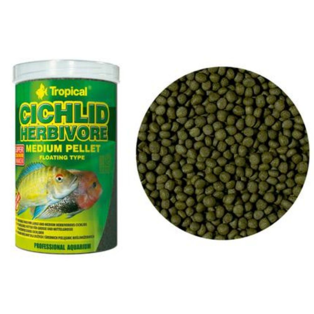 RAÇÃO CICHLID HERBIVORE MEDIUM PELLET - POTE 180G