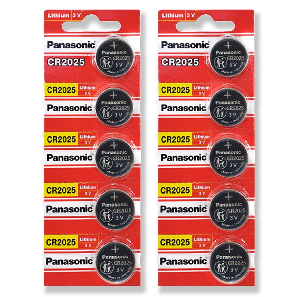 Pilha CR2025 3V Panasonic Bateria Moeda kit 10 unidades