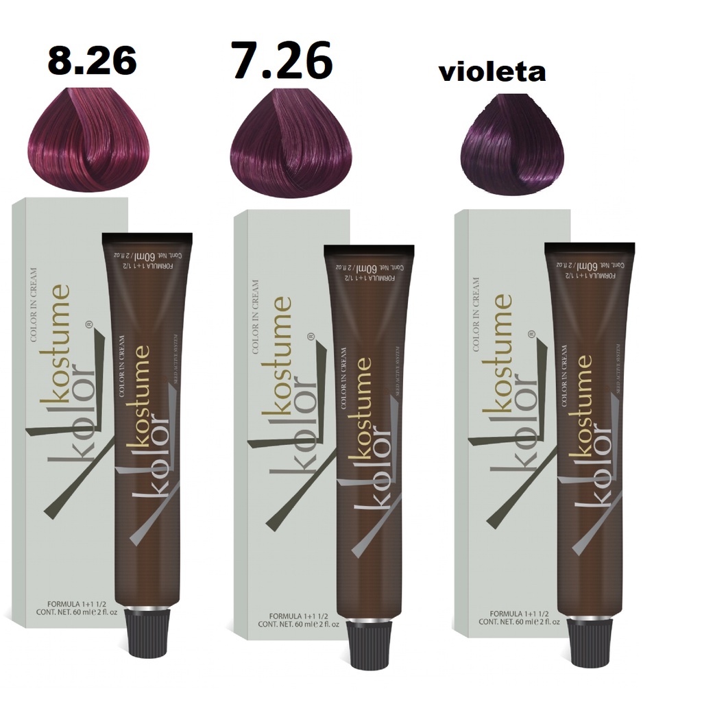 Kit Coloração Kostume Marsala 7.26 + 8.26 + Violeta