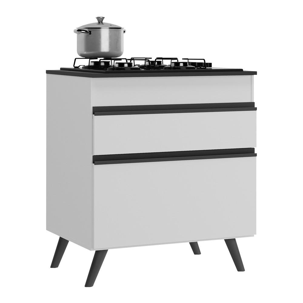 Balcão Cozinha para Cooktop 70 cm 1 Porta 1 Gaveta Veneza Multimóveis MP3706.964 Branco/Preto - Home & Living