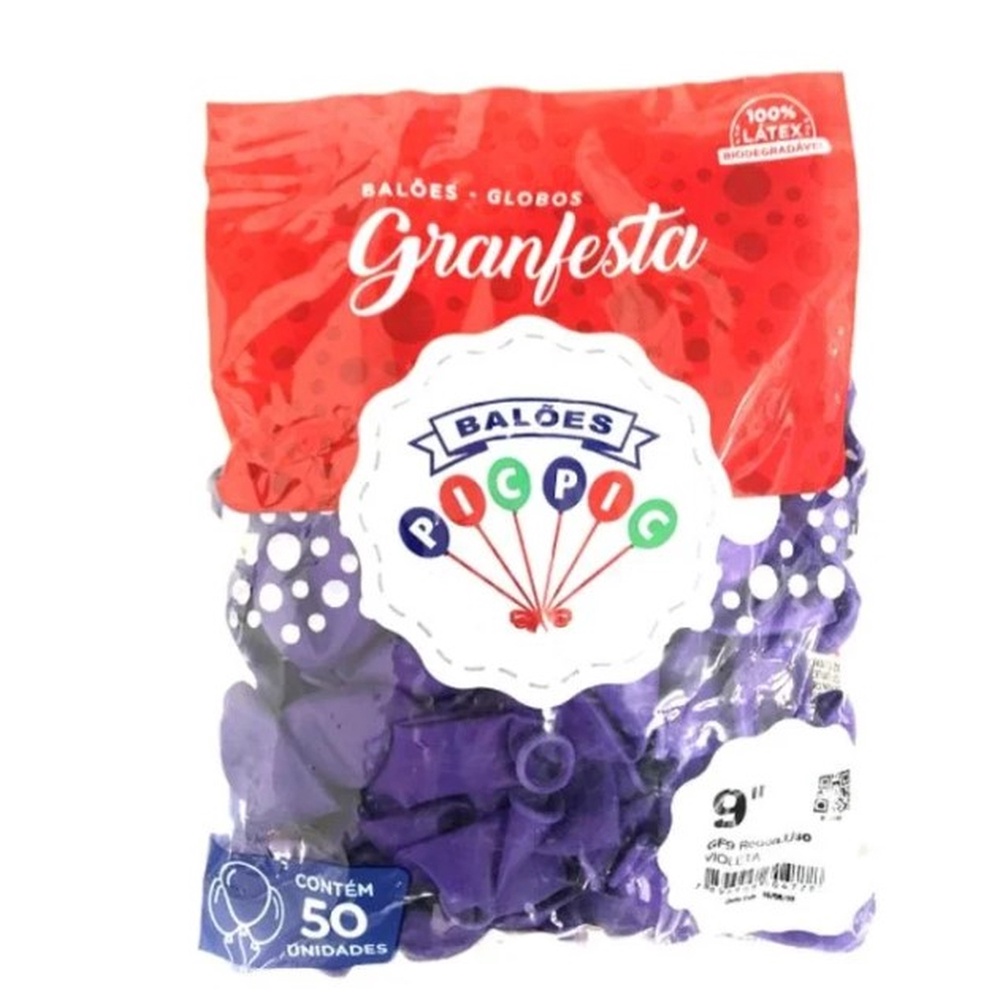 Balao Liso Granfesta N°9 Pic Pic 50un Violeta em Oferta na Shopee