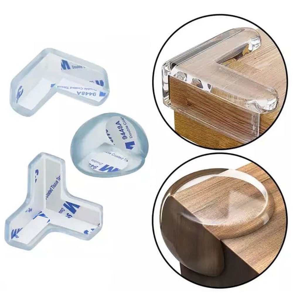 Kit Protetor de Quina 8 Unidades Redondo Tipo L e Tipo T Cuidado com o Bebê Silicone