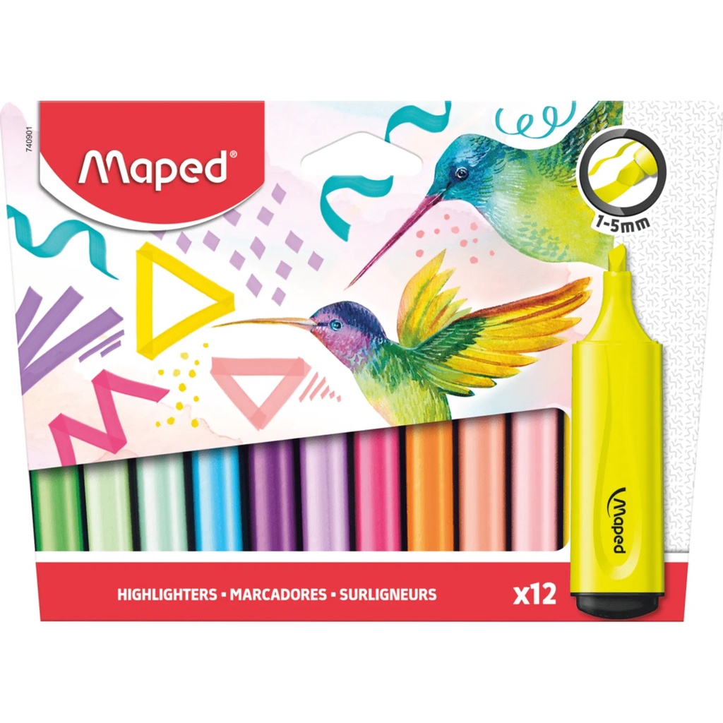 Marca Texto Pastel + Neon Estojo c/ 12 Cores Sortidas Maped