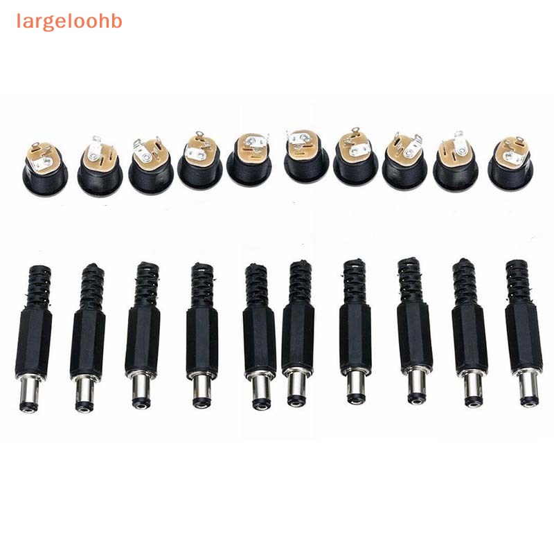 [largeloohb] 1 Conjunto De 10 Pares De Plugue Macho 12V 3A + Kit De Conector De Montagem Em Painel De Tomada Fêmea