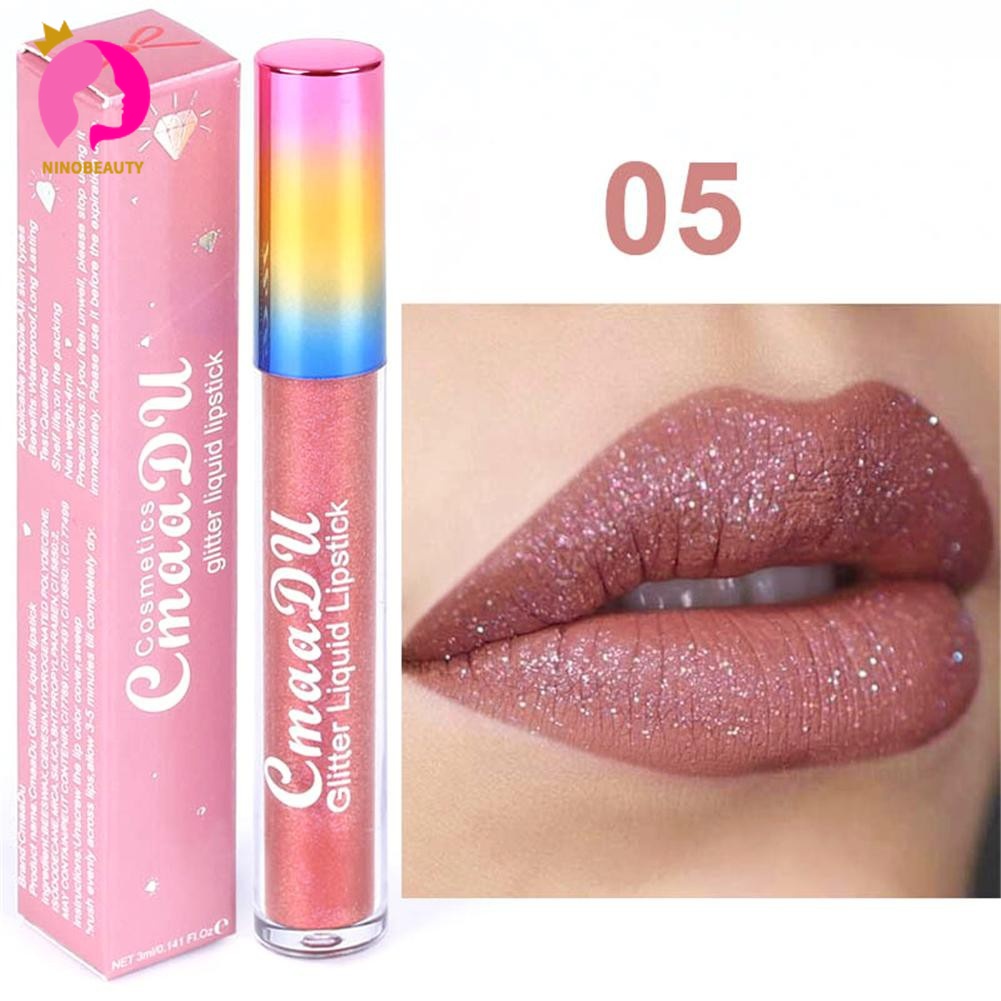 CmaaDu Batom Glitter Diamante Mate Metálico em Oferta na Shopee