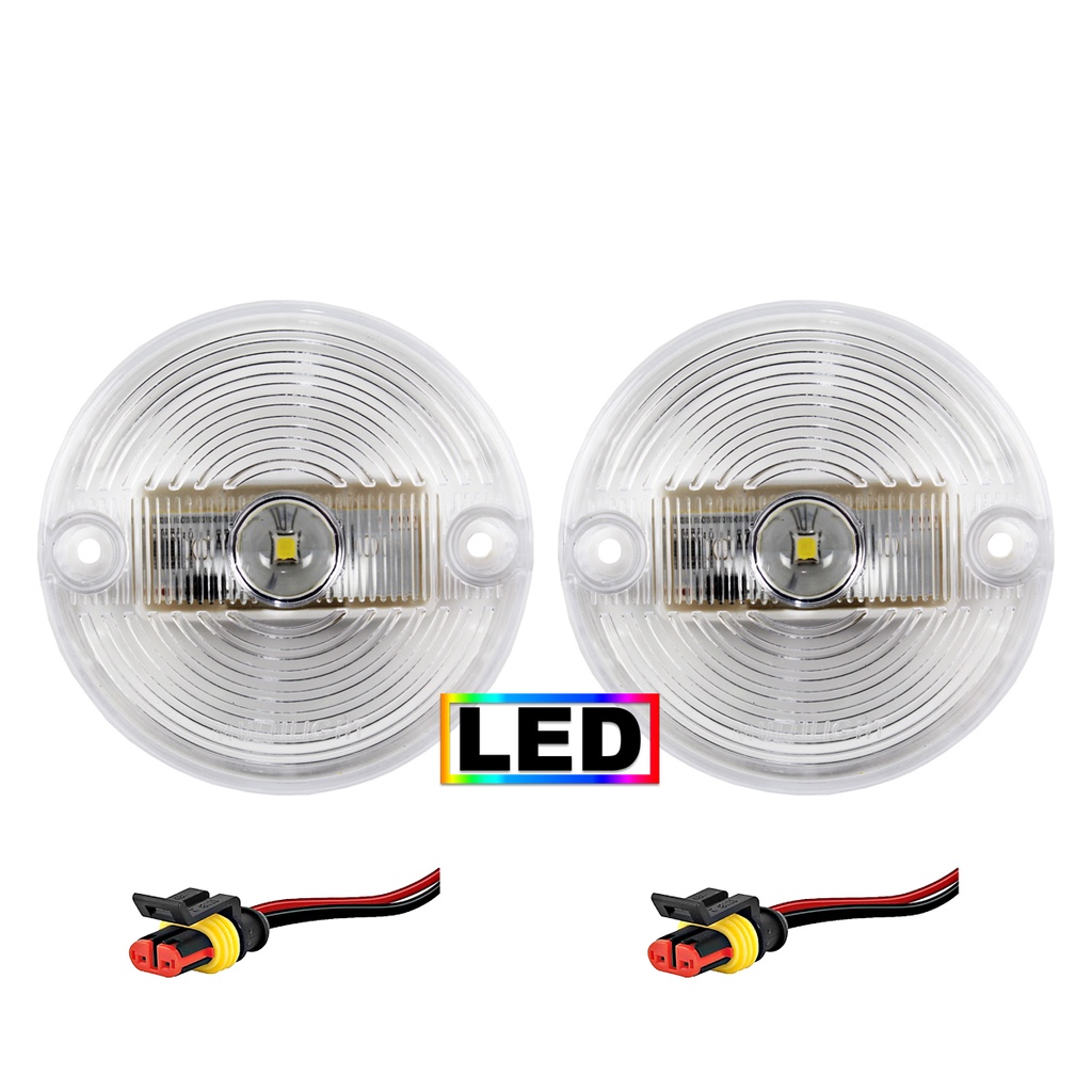 KIT 2 Lanterna Vigia Ônibus 70mm LED BIVOLT Cristal +Conector