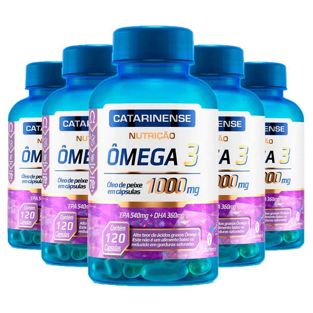 Kit 5 x Ômega 3 Catarinense 120 Capsulas cada Pote Total 600 EPA DHA Oleo de Peixe Saude do Coraçao em Oferta na Shopee