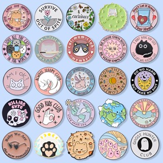 50 Estilos Coleção De Animais Redondos Alfinetes De Lapela Gato Fofo Broche De Metal Pink Delicate Art Badges Vestuário Mochila Acessórios
