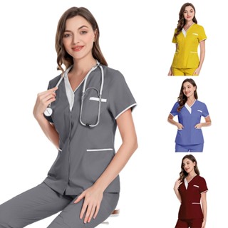【Só camisas】Moda Mulher Homem Unisexo Elástico Resistente A Rugas Conjunto De Fato De Esfoliação Uniforme De Enfermeira Doutora Poliéster High-End
