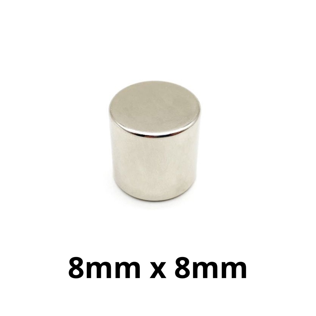 Kit 5 Peças Imã Neodímio Potente Disco Magnético N35 8x8 mm Pastilha Redondo Pequeno Super Forte