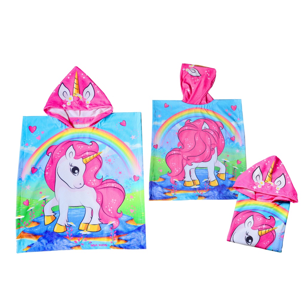 Toalha Poncho Macia Infantil Unicórnio