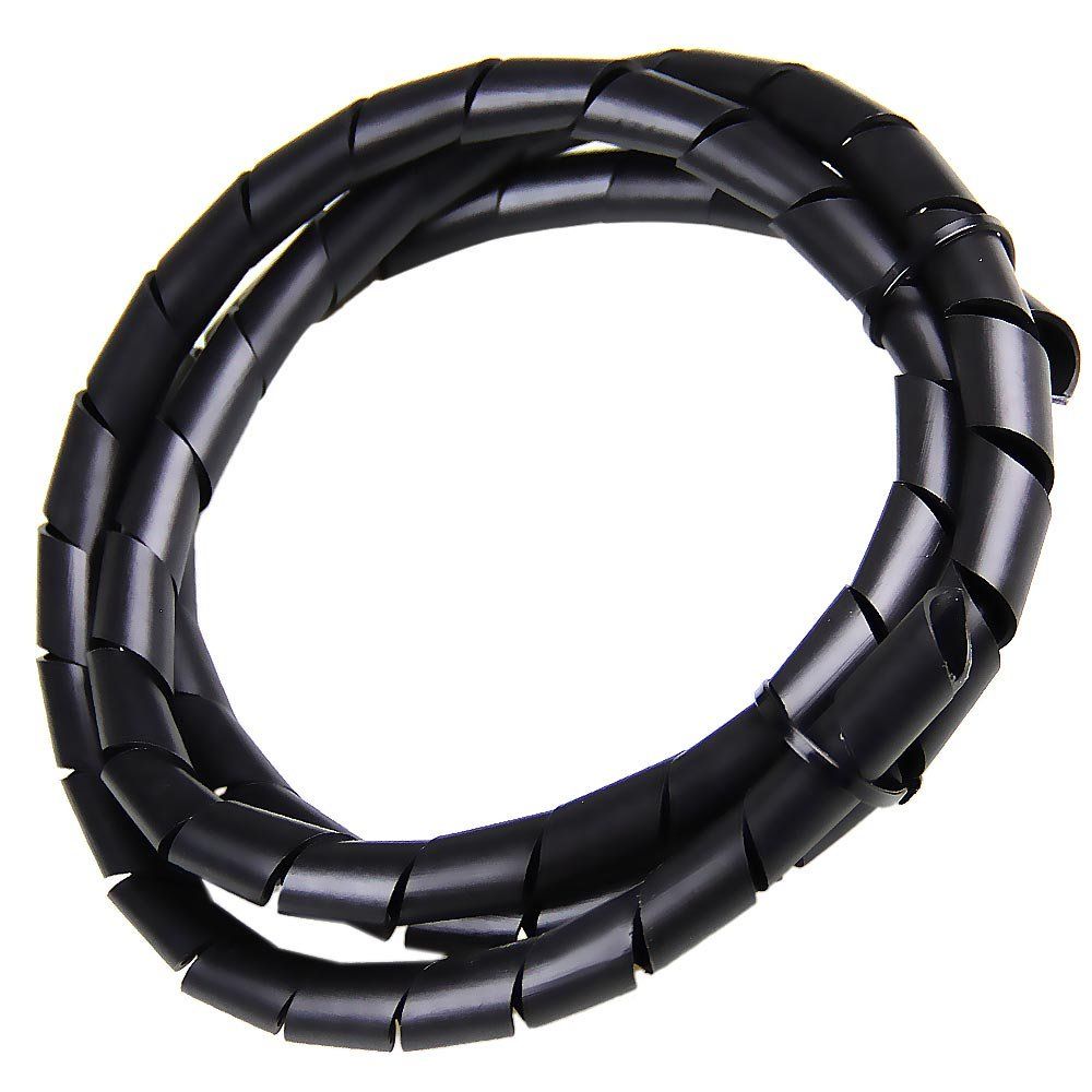 Tubo Espiral Organizador de Cabos 1/2 PE Preto - 1 Metro