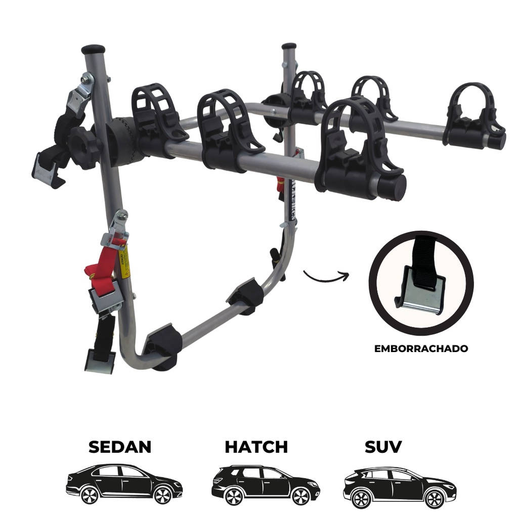 19 - Transbike FIRE Suporte para 3 bicicletas Sedan Hatch MTB Speed em Oferta na Shopee