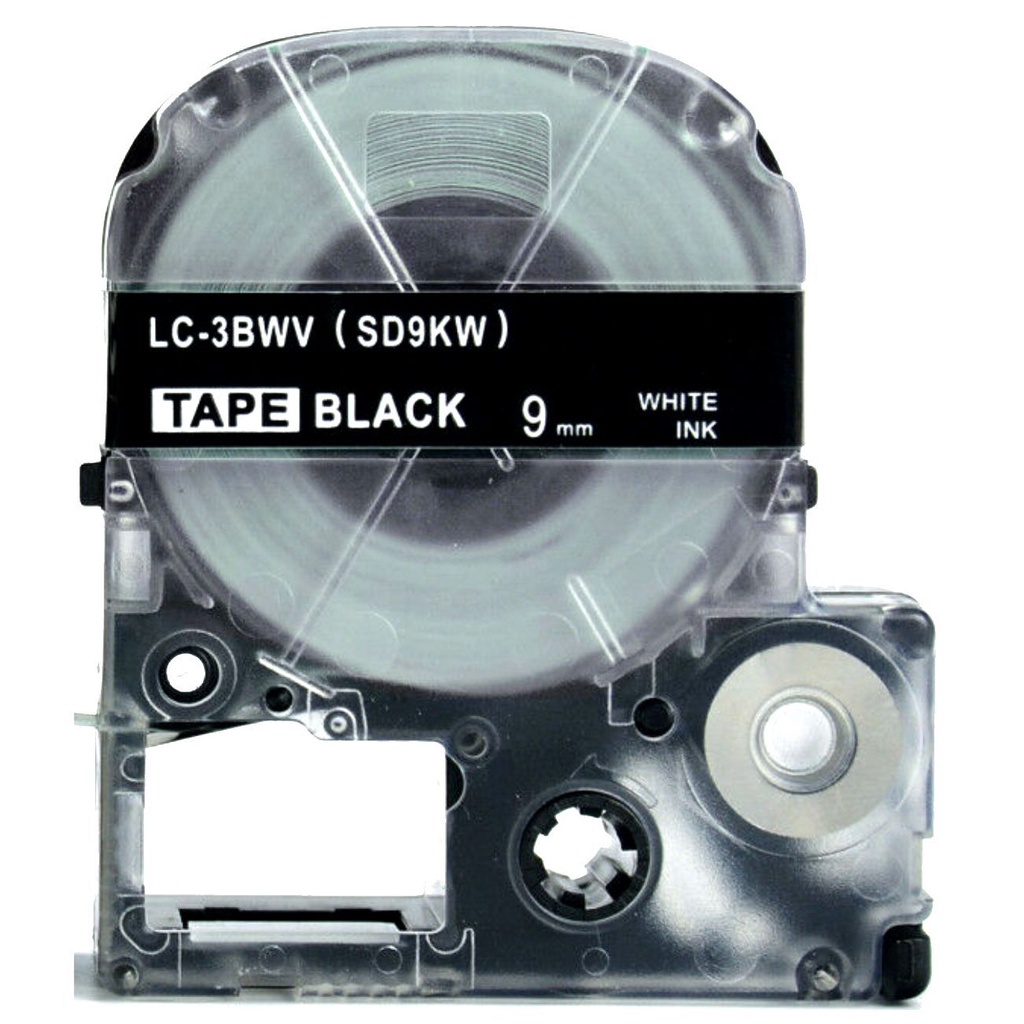 Fita LC-3BWV SD9KW Para Rotulador EPSON 9mm Branco / Preto