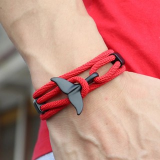 Pulseira Multilayer Milan Rope Viking Bracelet Encanta De Cauda De Baleia Para Homem Presentes De Jóias