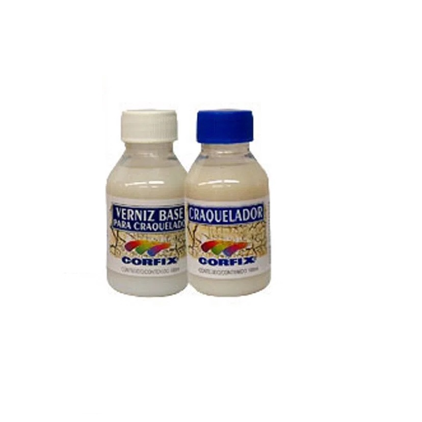 Kit Verniz Base para Craquelado + Craquelador Corfix 100ml Craquele Artesanato