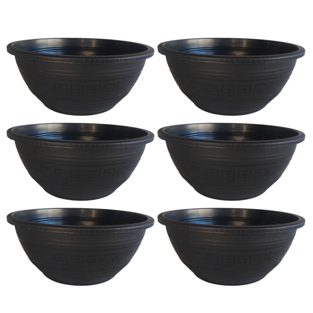 6 Vaso Cuia Bacia Primavera Grande Para Cultivo de Plantas Arranjo de Suculenta e Cactos 6 Litros Preto 02 de Plástico
