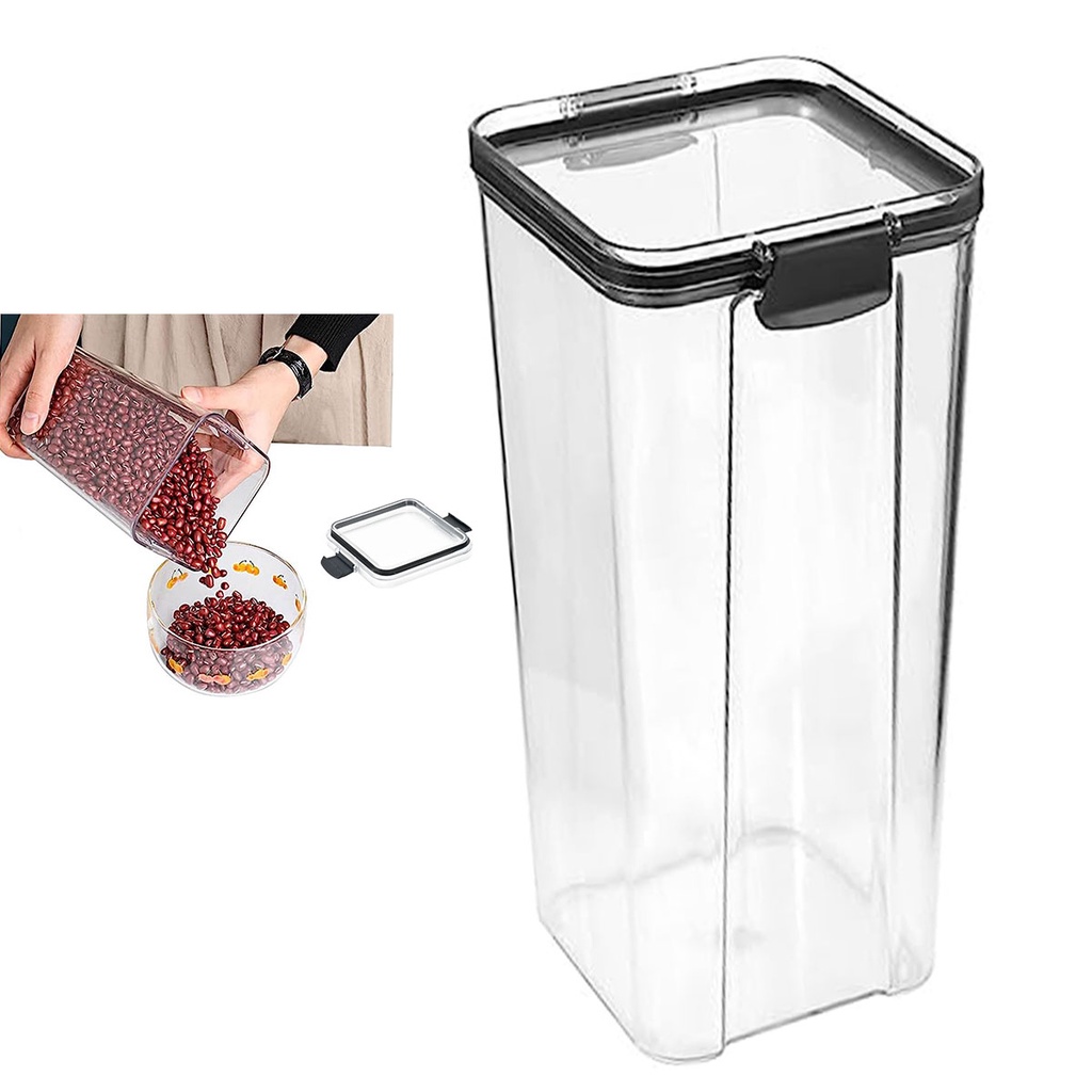 Pote Hermetico Conserva 1300ml  Tampa Veda Acrilico Transparente Armazena Mantimento Alimento Tempero Cozinha Armario Empilhavel Resistente Multiuso Organizaçao