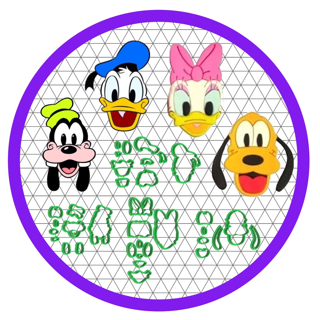 Kit Cortadores Turma do Mickey Pateta Pluto Pato Donald 3 cm