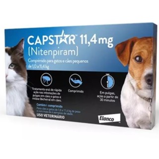Antipulgas Capstar 11mg - 06 Comprimidos Cães Gatos Até 11kg em Oferta na Shopee