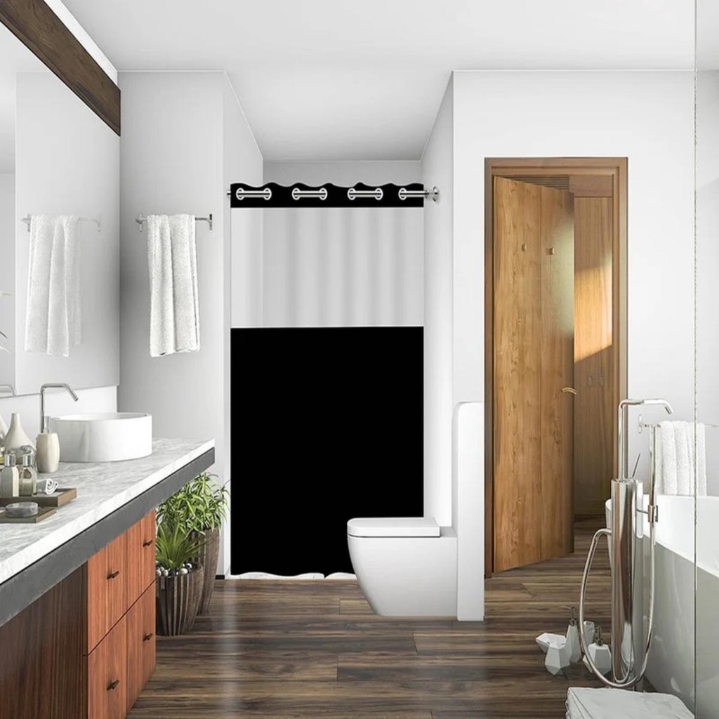 Cortina Box Banheiro Com Ilhós Antimofo Com Visor Transparente