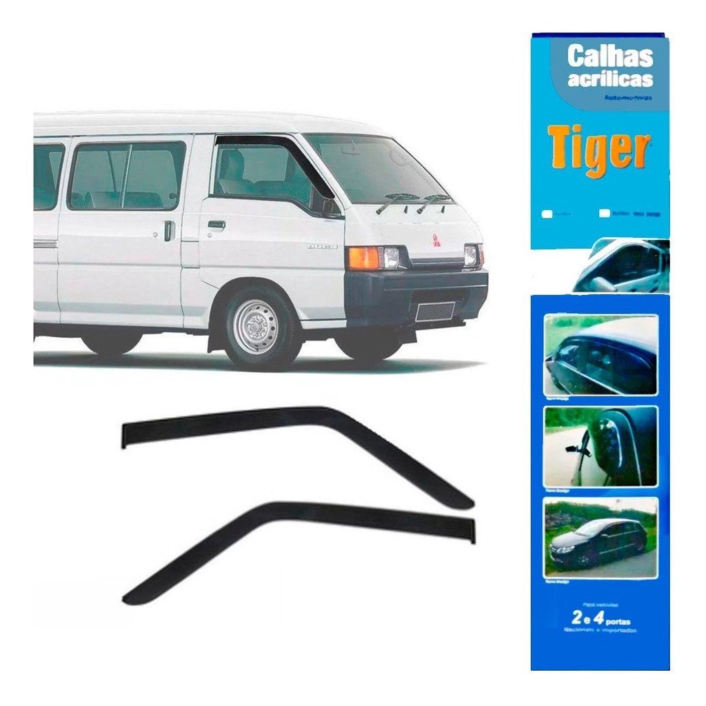 Calha De Chuva Defletor Mitsubishi L300 2 Portas Acrilico Fume Tiger M0752
