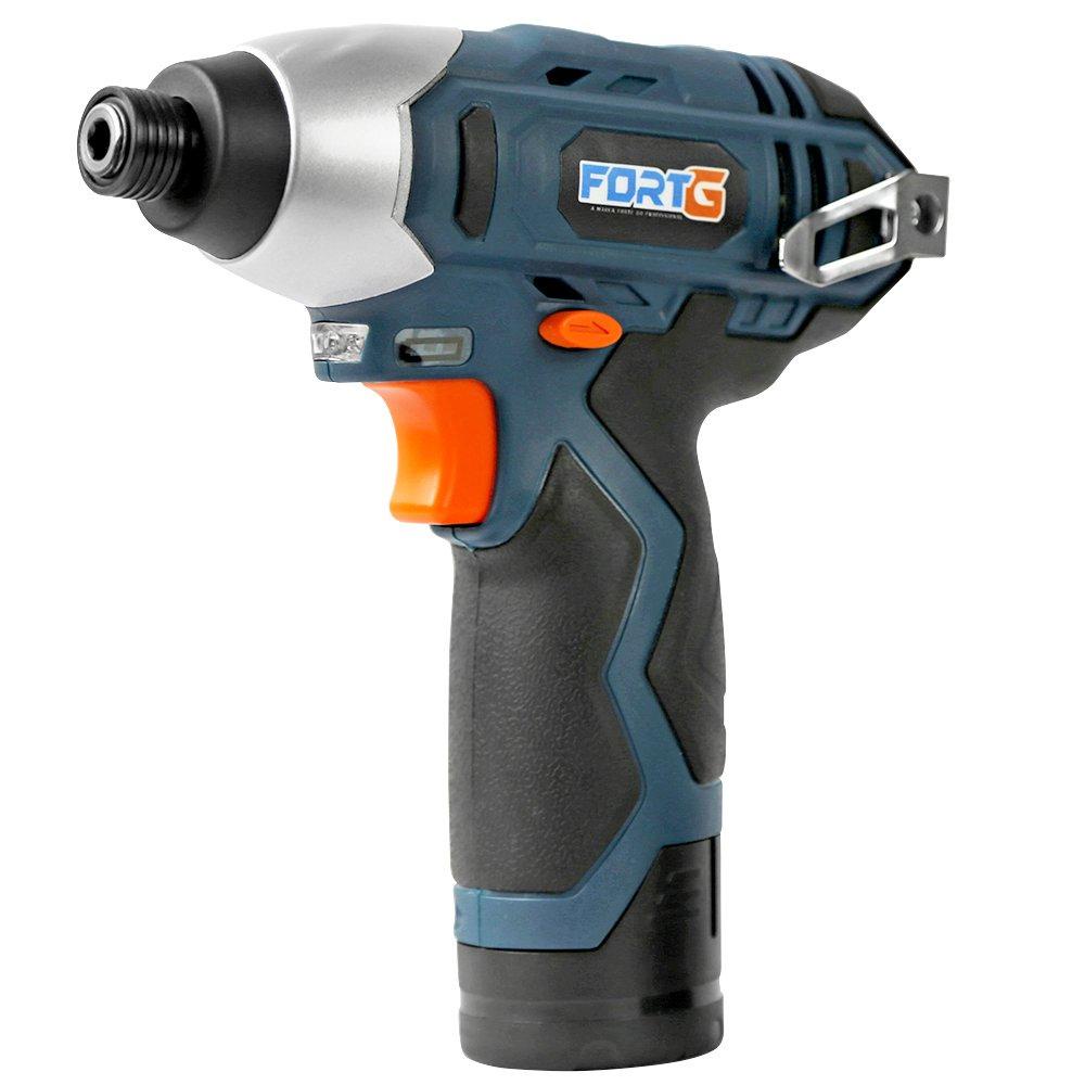 Parafusadeira Bivolt Mandril 1/4" Polegadas 12V Lítio Carregador 2400rpm 3000bpm Torque 100Nm FortG - Home & Living
