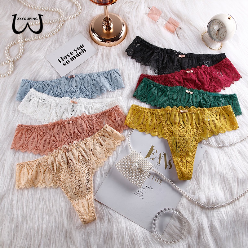 ZXYOUPING Calcinha Feminina De Renda Sexy Lingerie T-back G-String Multicolor Sem Costura Mais Tamanho S-XL em Oferta na Shopee