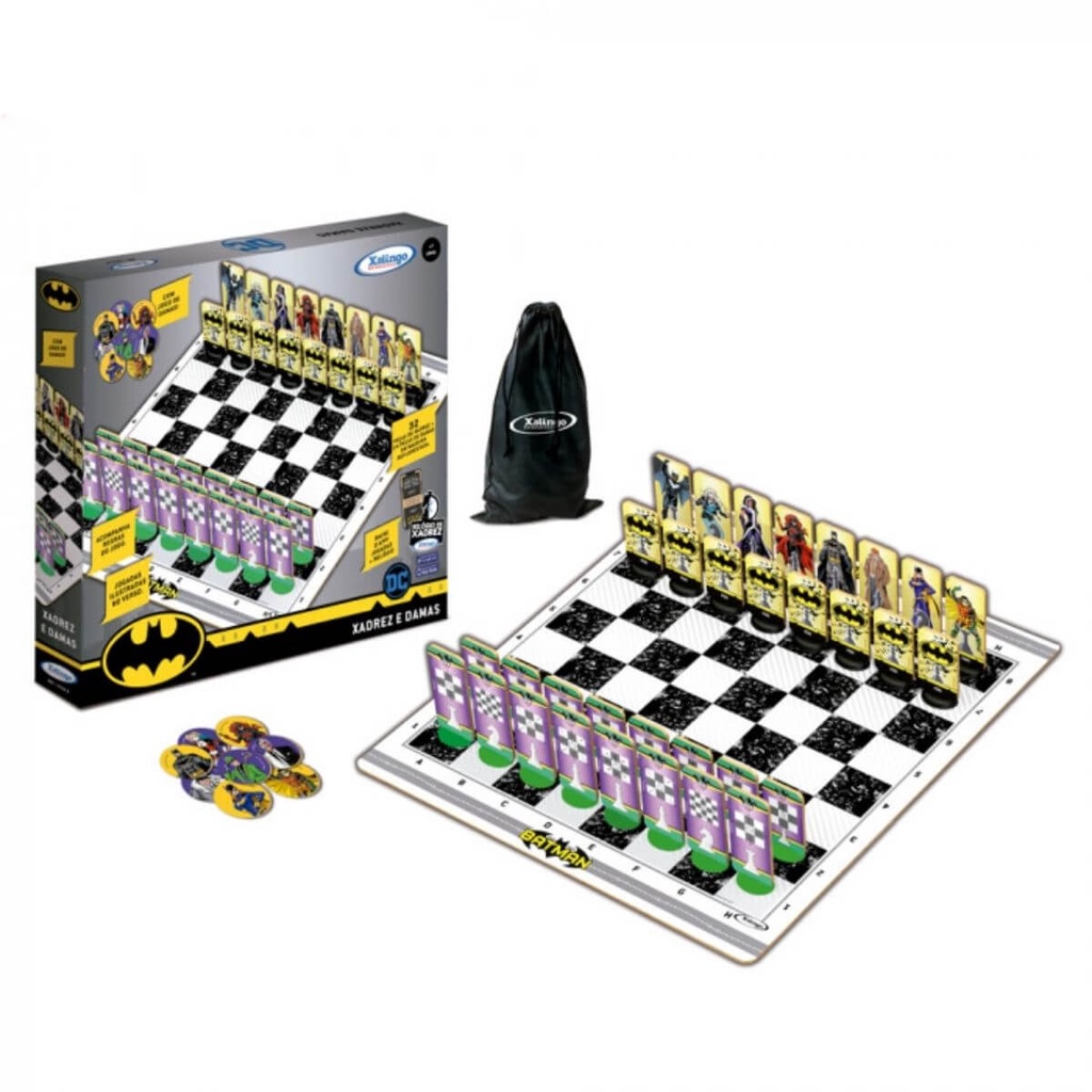Brinquedo Jogo Xadrez e Damas Batman 56 peças Xalingo - 53509