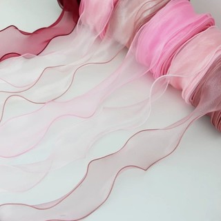 (25 Jardas/5) 55mm Fita De Organza De Seda Ondulada Laço Material Adorno De Cabelo Embalagem De Presente Renda Decorativ