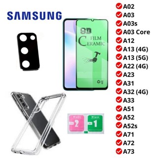 Kit Capa Transparente Anti-Shock + Pelicula de Cerâmica + Pelicula de Câmera para Samsung Galaxy Linha A - A02/ A03/ A03s/ A03 Core/ A12/ A13 (4G)/ A13 (5G)/ A22 (4G)/ A23/ A31/ A32 (4G)/ A33/ A51/ A52/ A52s/ A71/ A72/ A73