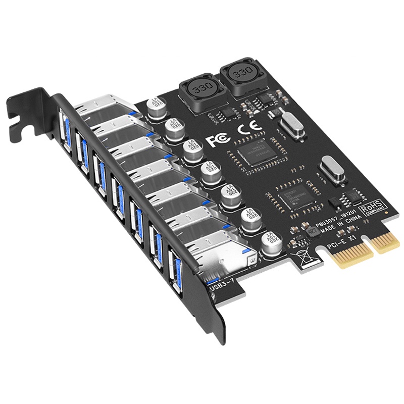 USB 3.0 PCI-E Placa de Expansão Adaptador de 7 Portas USB 3.0 Hub Controlador Externo PCI-E Extender PCI Express Card para Desktop