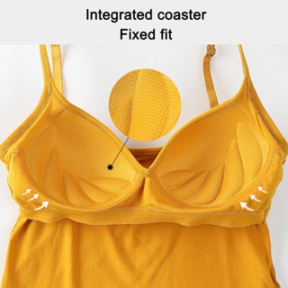 Tanque Feminino Com Soutien Embutido Camisole De Algodão Esticado Alça Ajustável