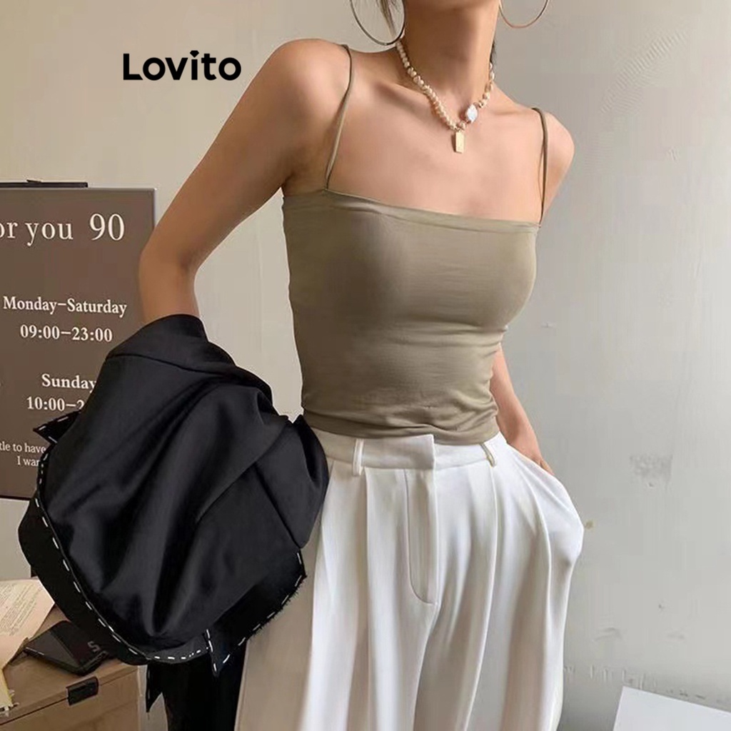 Lovito Bralette Básico Simples para Mulheres LNA16227 (Café/Branco/Preta)