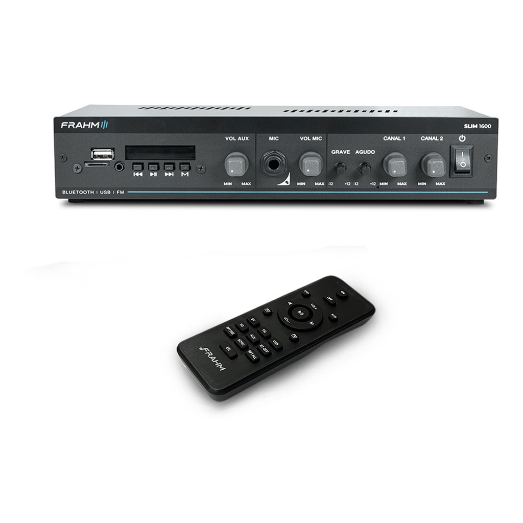 Amplificador Frahm Slim 1600 G5 Bt/usb/sd/aux Controle 2x30 Watts Rms Até 12 Caixas 110/220v — R$ 551,07 em Shopee