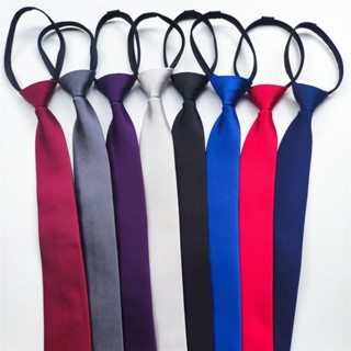 Gravata Cor Sólida para Homens de Gravata Fácil Puxar 6CM Gravata com Zíper Administrativo Comercial