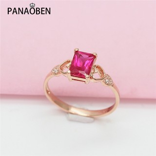 585 Anel De Ouro Roxo Fashion Inlaid Red Gemstone Anéis Para Mulheres Rosa 14K Adequado Jóias De Desgaste Diário Ajustável