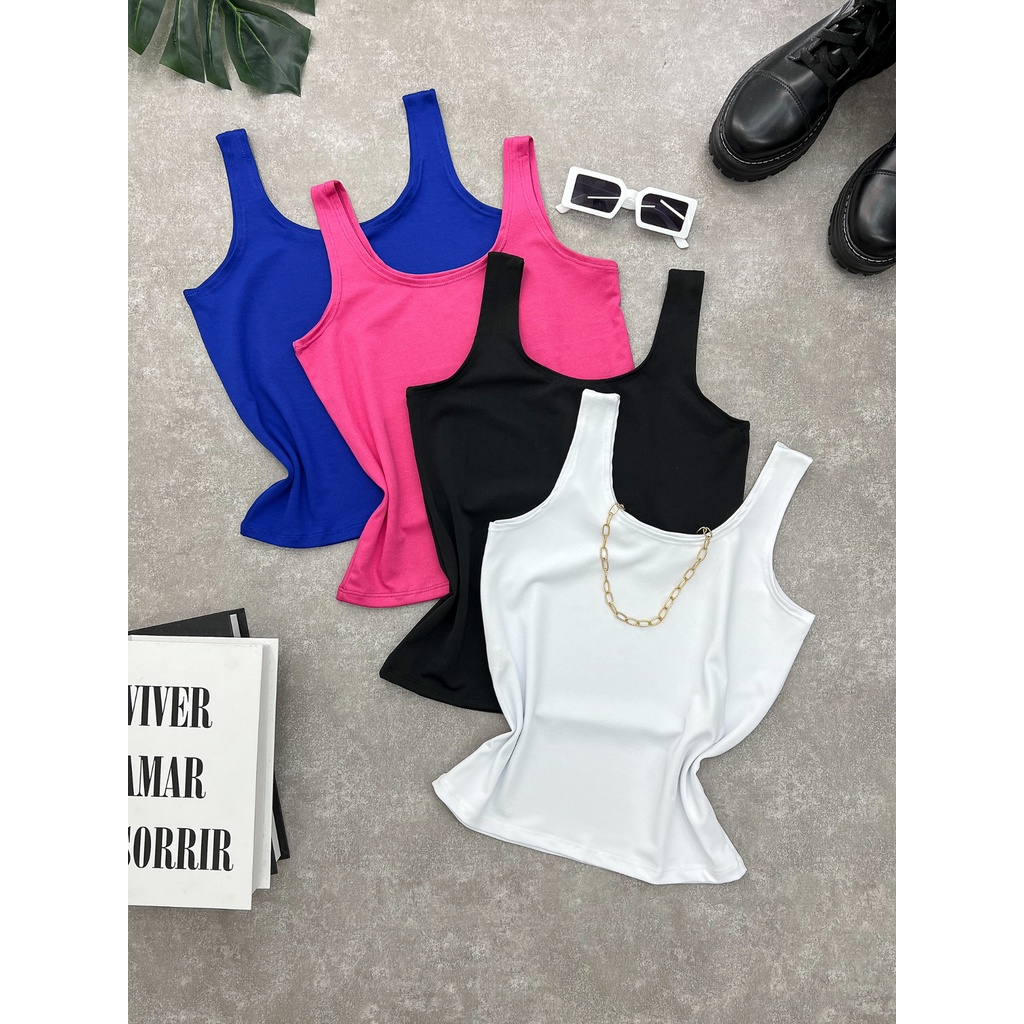 kit 4 peças Regata Blusa Basica Casual Suplex Blusa Lisa