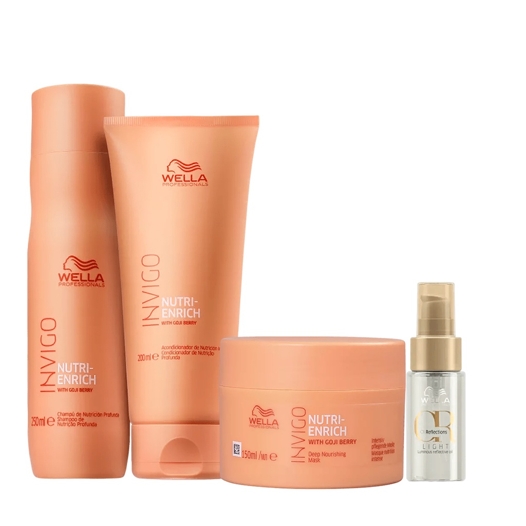 Kit Enrich Shampoo, Condicionador, Máscara e Oil - Wella