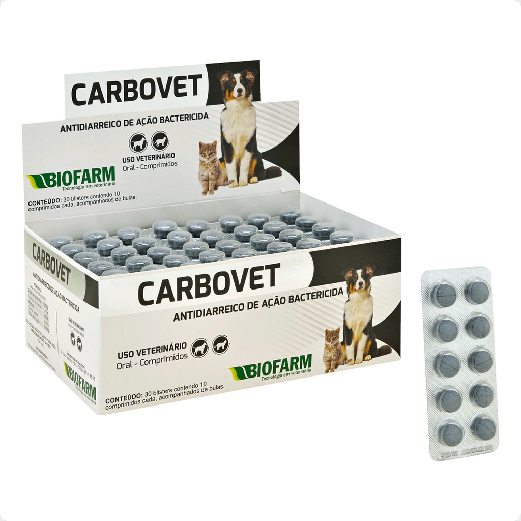 Carbovet BioFarm para Cães e Gatos - Blíster 10 Comprimidos