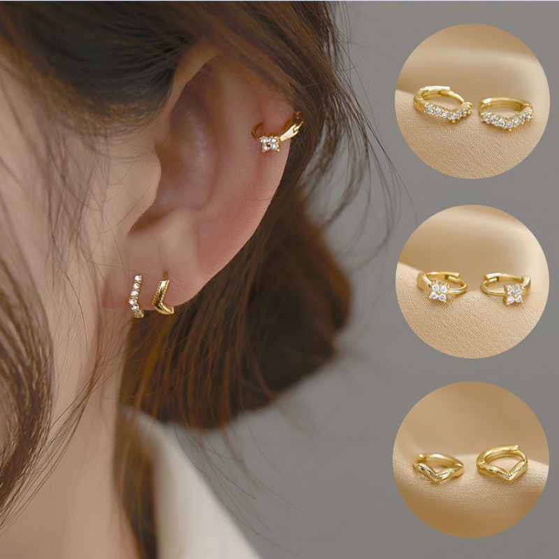 Brincos Mini Zircon Hoop Para Mulher Abraço Brinco De Cartilagem Cirúrgico De Aço Ouro Helix Tragus Jóias De Perfuração De Orelha em Oferta na Shopee