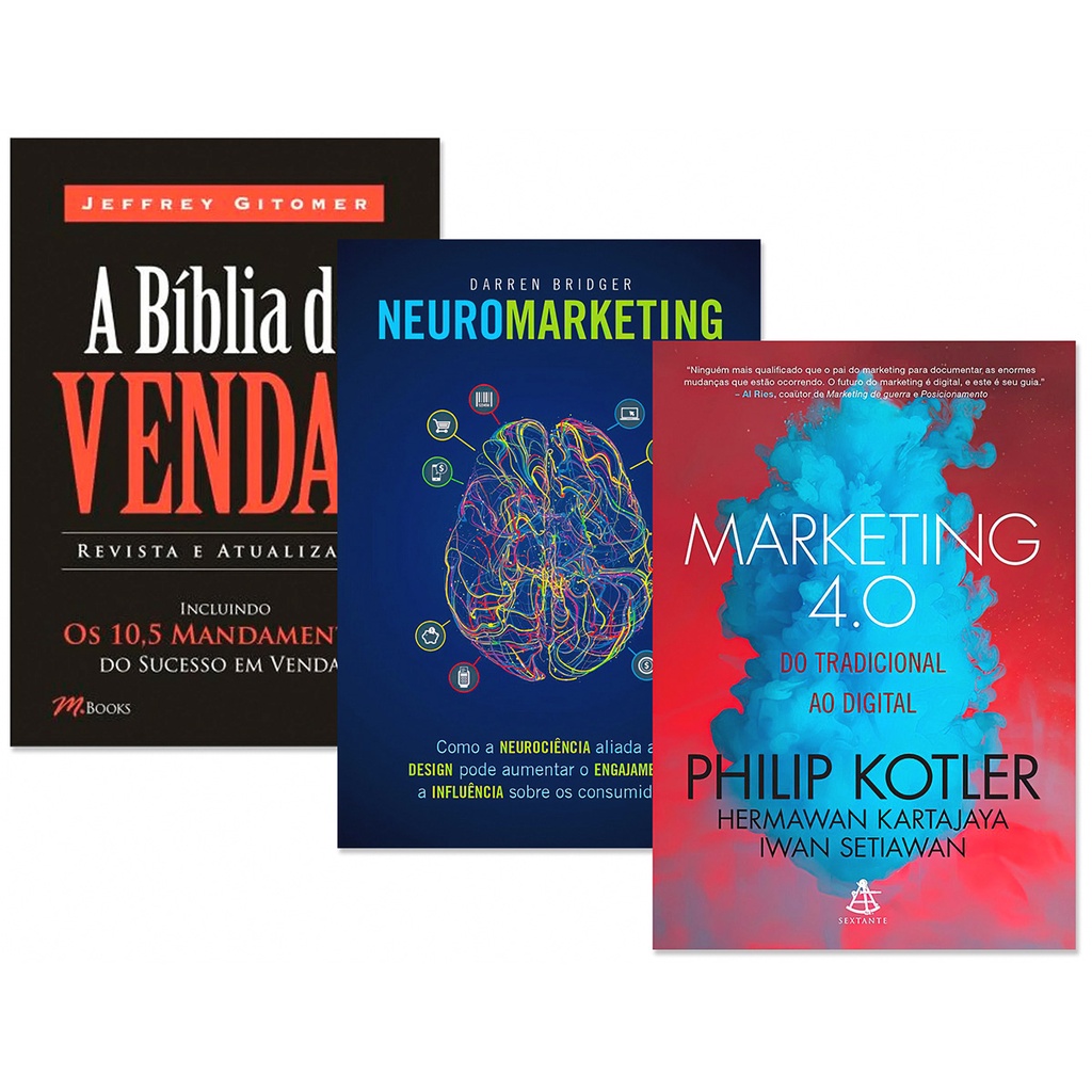 Kit A Bíblia De Vendas, Neuromarketing, Marketing 4.0 -Jeffrey Gitomer, Darren B, Philip Kotler