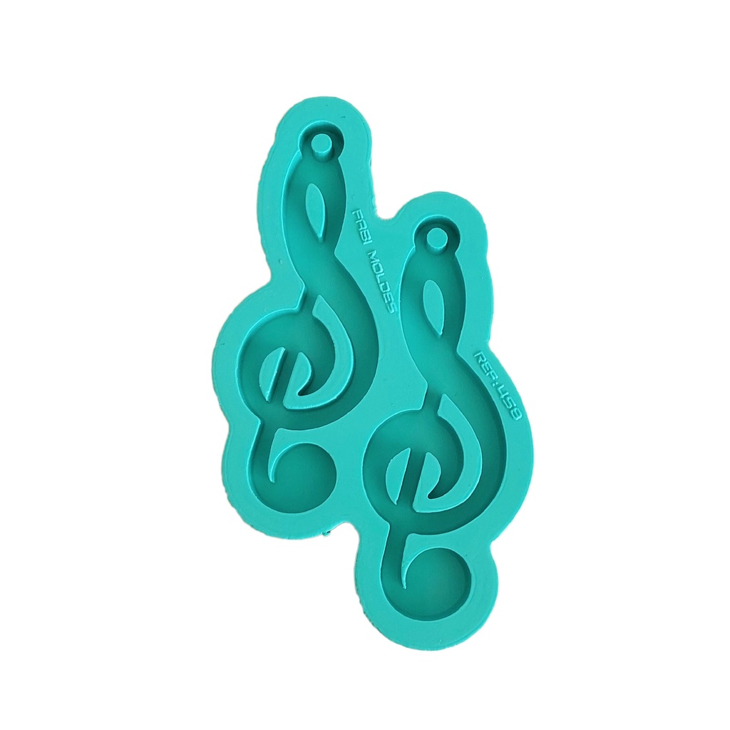 Molde Silicone resina nota musical Clave de Sol dupla Chaveiro 7cm R458