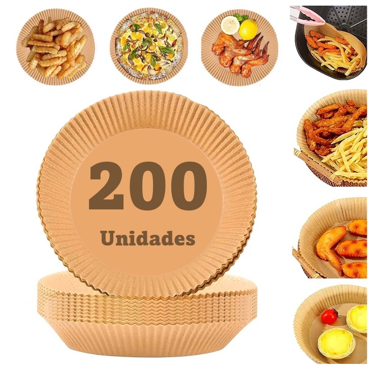 Kit 200 Forro Papel Airfryer Descartável Forma Antiaderente em Oferta na Shopee